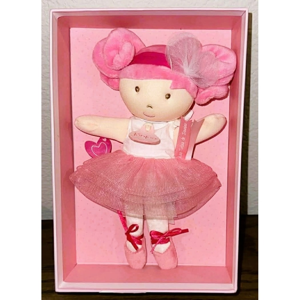 JoLiJou Paris Les Tutus Doudou 8" Plush Doll Little Tutu Pink Hair Ballerina NEW